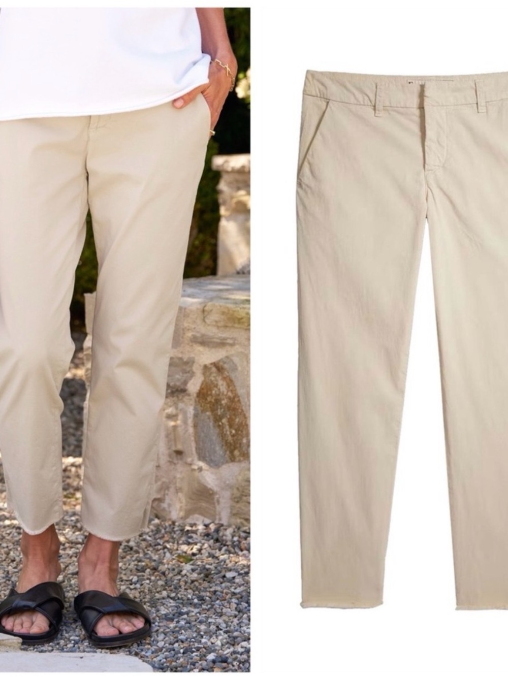 Frank & Eileen Wicklow Italian Chino Pants Cropped Beige Mid-rise Straight Leg 6